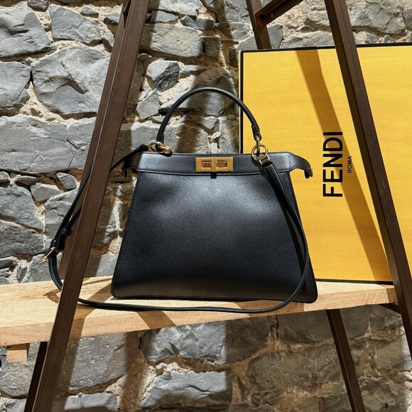 Fendi 2020 Black Calf Medium Peekaboo I See You Bag - Picture 1 of 16